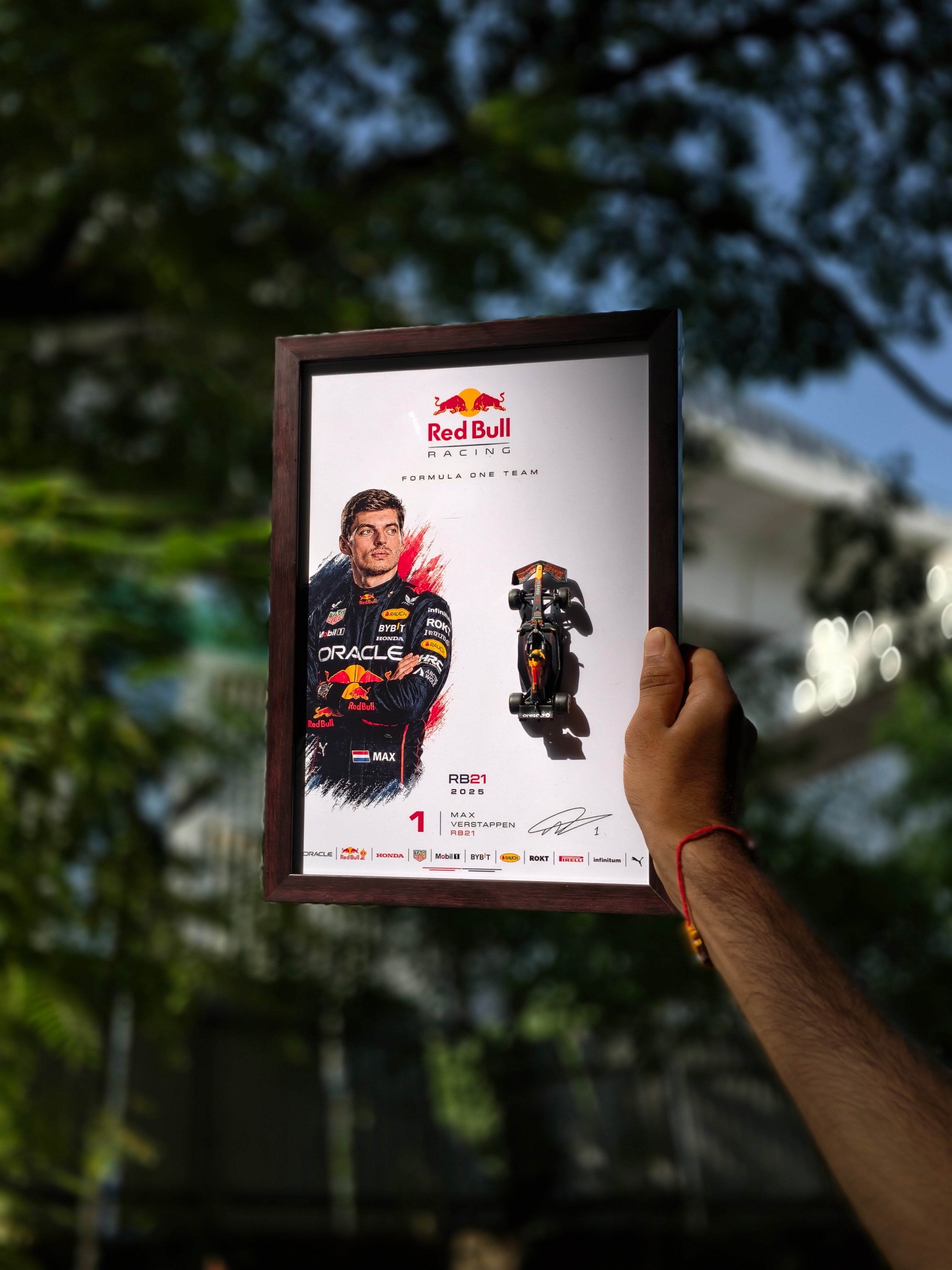 Bburago Red Bull Racing Max Verstappen #1 RB21 2025 framed poster