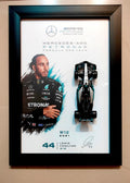 Bburago Mercedes-AMG Petronas Lewis Hamilton #44 W12 2021 framed poster with driver portrait and die-cast model